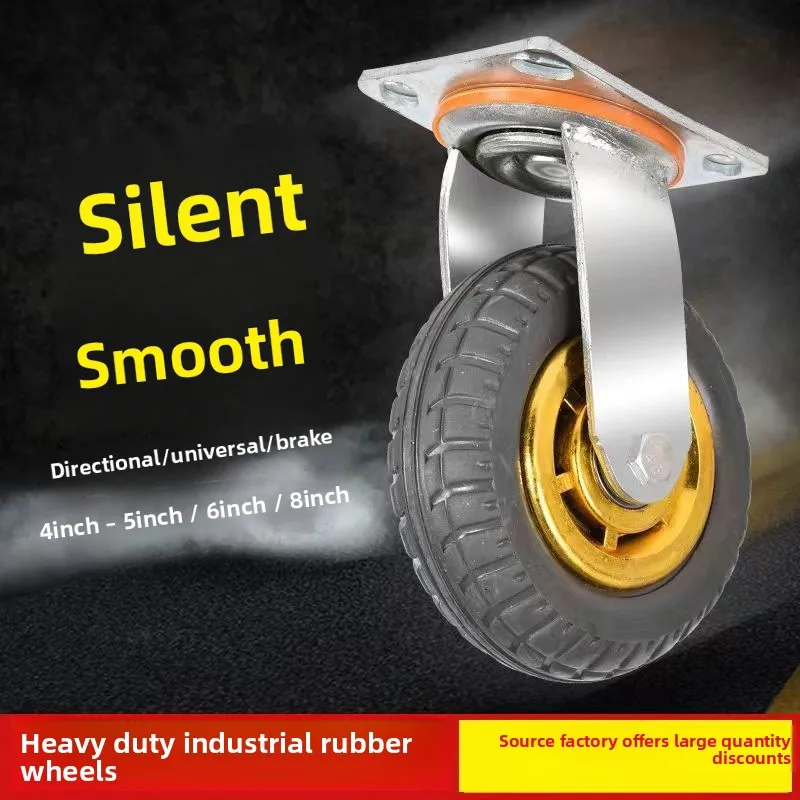 Heavy Duty Rubber Swivel Furniture Caster Double Bearings Optional Brake To Inch Wheel Choices Trolleys Work Tables