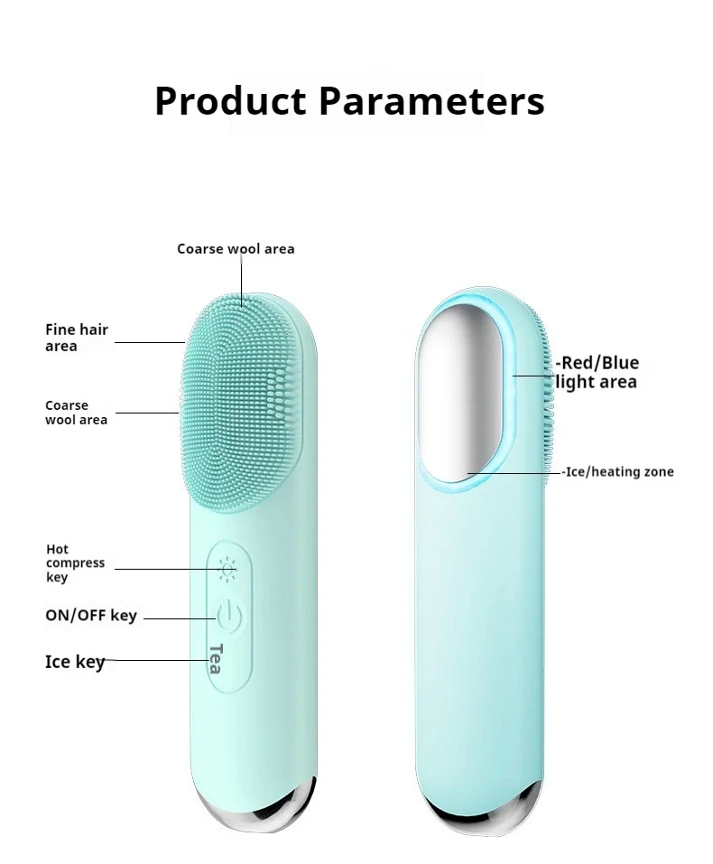 แปรงขัดหน้าซิลิโคนไฟฟ้า แปรงทำความสะอาดผิวหน้าแบบร้อนและเย็น กันน้ำ ชาร์จซ้ำได้ เครื่องทำความสะอาดผิวหน้าอัลตราโซนิก อุปกรณ์ดูแลผิว