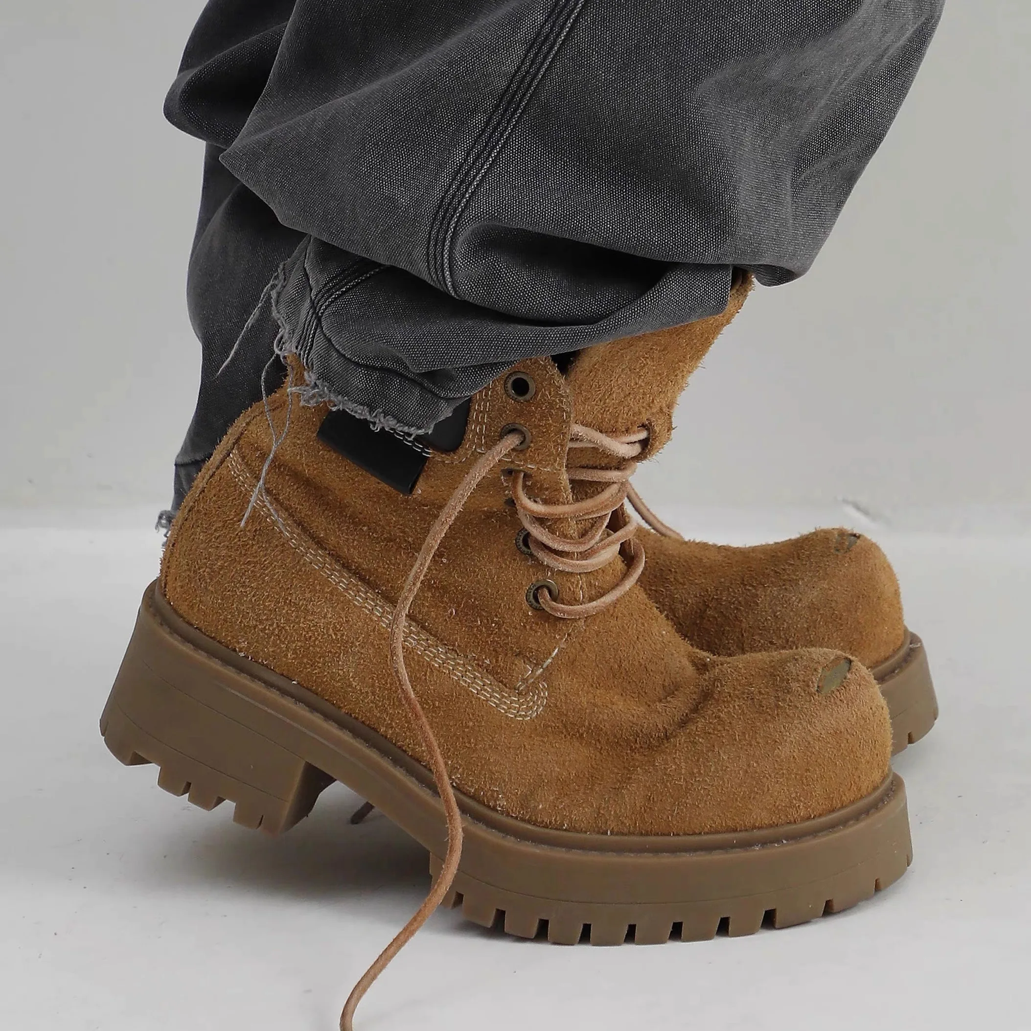 

High Waist Motorcycle Sle Boots Men's Hiking Boots Thi Bot Heightening Couple Boots Casual Leisure ort Boots