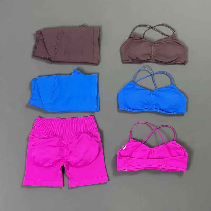 Women 2 Piece Vision Sports Set Seamless Yoga Bra Gym Workout Butt Lifting Shorts Fitness Suit Quick Dry Breathable Activewear