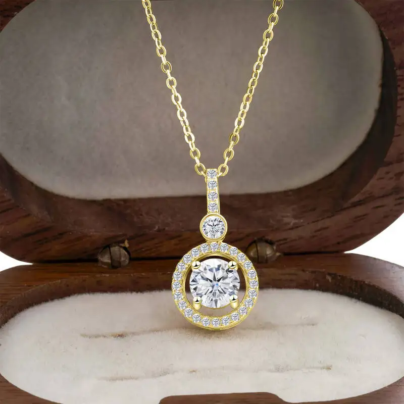 

Изысканное колье из серебра 925 пробы с муассанитом 1 карат, подарок для девушки на День святого Валентина