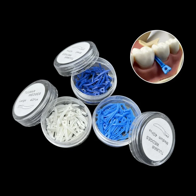 40Pcs Dental Wedge Tulwar Wedges Disposable Tooth Gap Sectional Matrix Refill Wedge With Hole Plastic