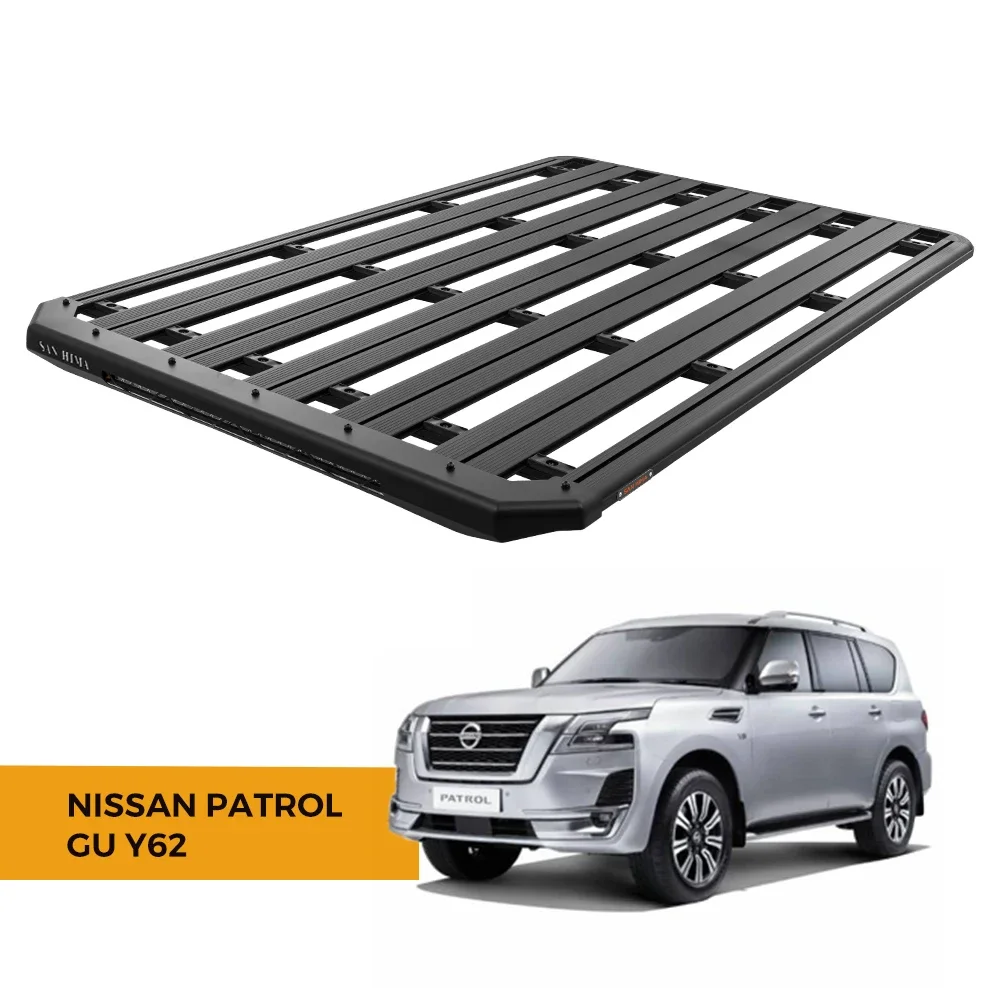 

SAN HIMA 4WD 4X4 Car Roof Top Luggage Rack Aluminum Platform Rack In Built 28inch LED Light Bar For Nissan Patrol GU Y62custom