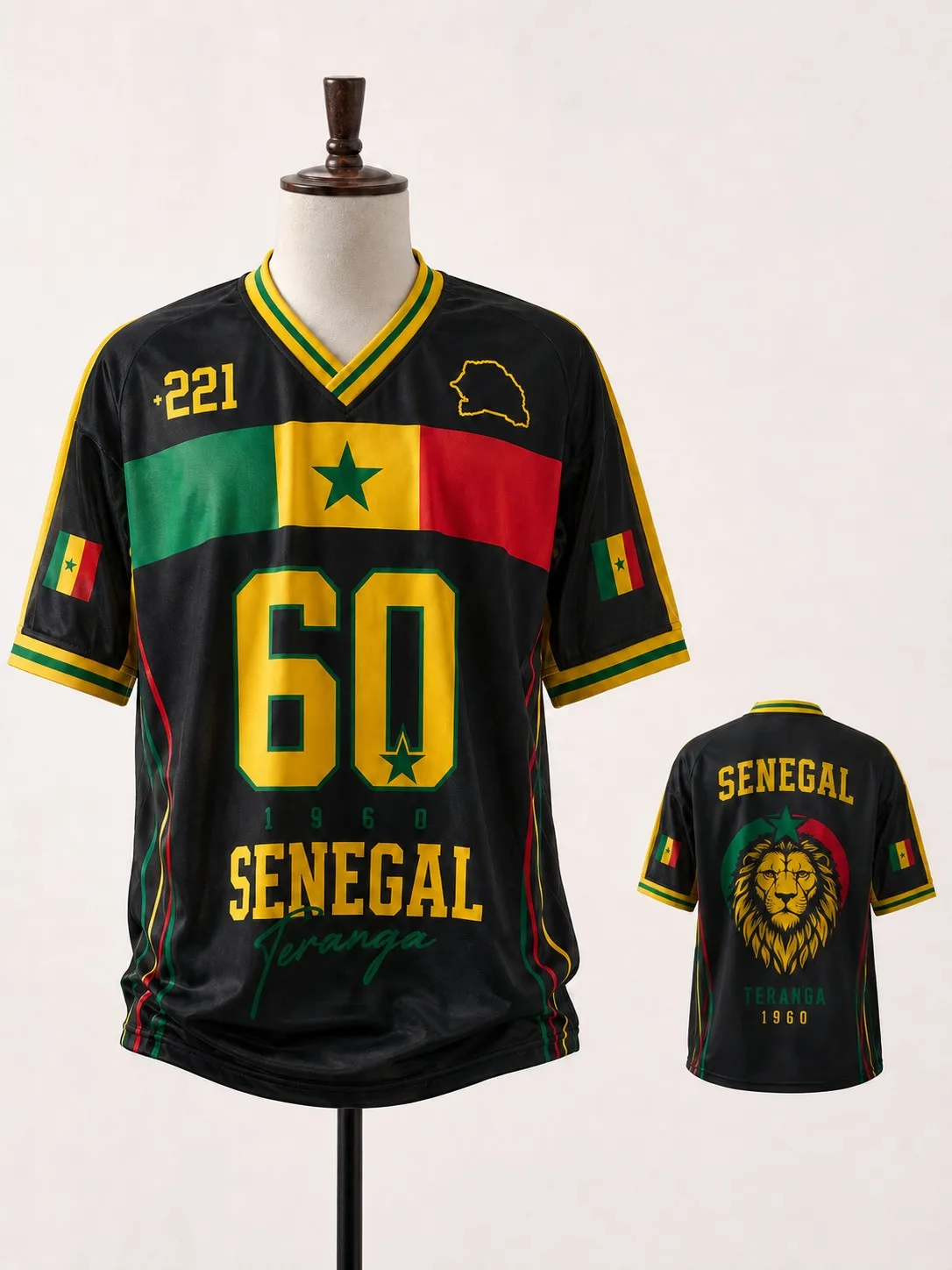2026 Neues Sommer-Sporttrikot mit Senegal-Muster, Unisex Freizeit-T-Shirt mit V-Ausschnitt und Kurzen Ärmeln – Detail 4