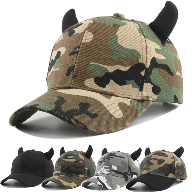 2025 Black Color Baseball Hat for Girl Outdoor Devil Horn Hat Sunproof Baseball Hat