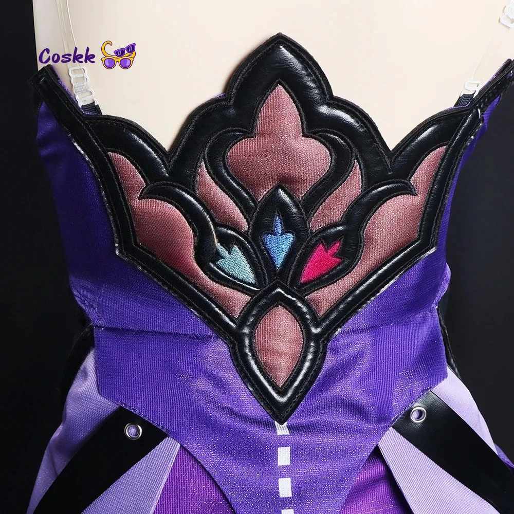 Honkai Star Rail Black Swan Cosplay Costume Wig Purple Dress Uniform Headwear Garden of Recollection Halloween Party for Women view 2