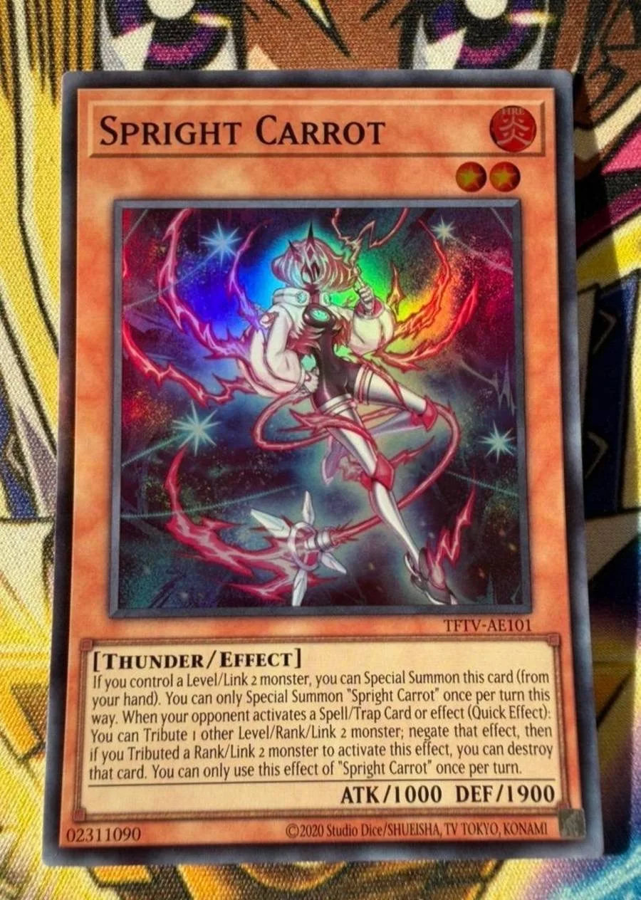 Yugioh KONAMI Duel Monsters TFTV-AE101 Spright Carrot Super Rare Asian English Collection Mint Card