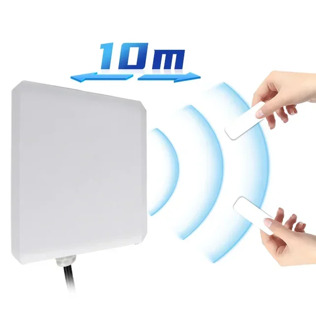 uhf rfid reader 10m long range e710 rfid reader with Wiegand26/34 RS232 RS485 6dbi antenna integrated uhf reader