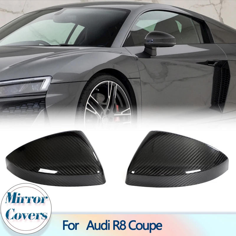 Car Side Mirror Covers for Audi R8 Coupe Convertible 2-Door 2023 Dry Carbon Replacement Rearview Mirror Caps Shell No Lane Assit