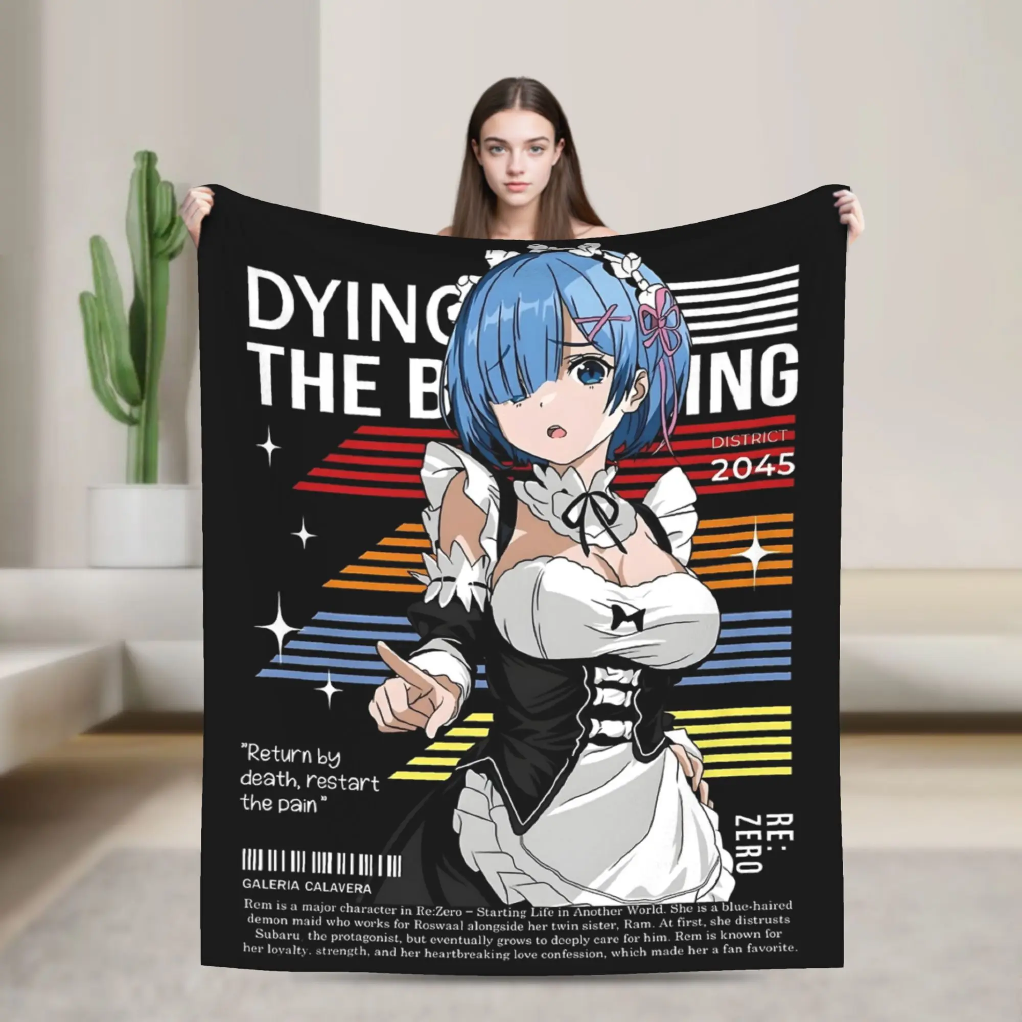 

Rezero Rem Re:Life In A Different World From Zero Ram Blanket Fleece Thin Throw Blankets for Sofa Couch Plush Thin Quilt