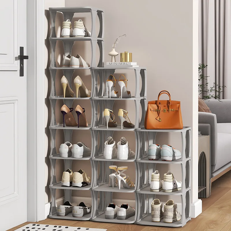 1pc 6-tier Shoe Rack, Entrance Hallway Corner Living Room Organizer, Elevated Storage Rack for Shoes Books Collections Exhibits