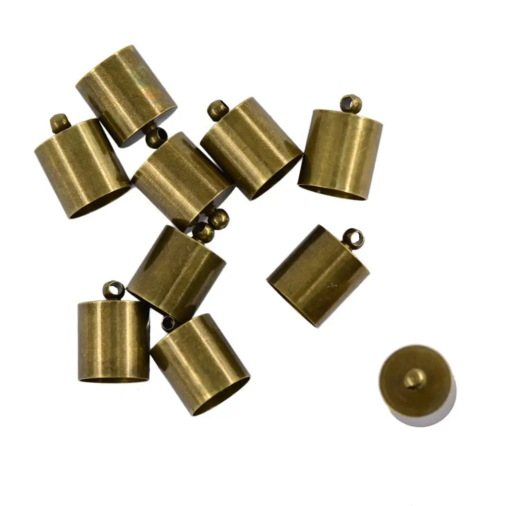 

10Pcs Brass End Cord Crimp Findings Bronze for 9mm 10mm Leather Cord DIY