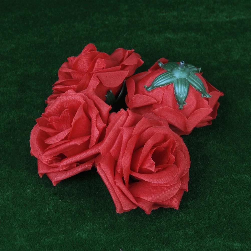

20pcs Wedding Rose Heads Silk Artificial 8Cm Red Flowers 5.5Cm Decoration For Wedding Party Table Home Decorations