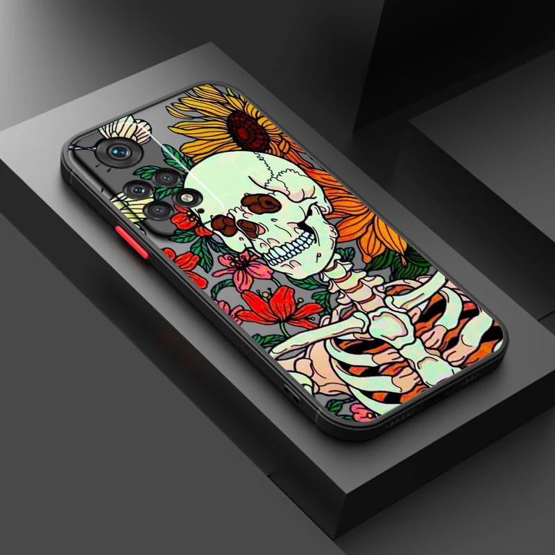 S-頭蓋骨-つや消し半透明の電話ケース、クールアート、つや消し、redmi note 13、12、12s、12t、11、11t、11e、10、10s、9プロプラス、5g