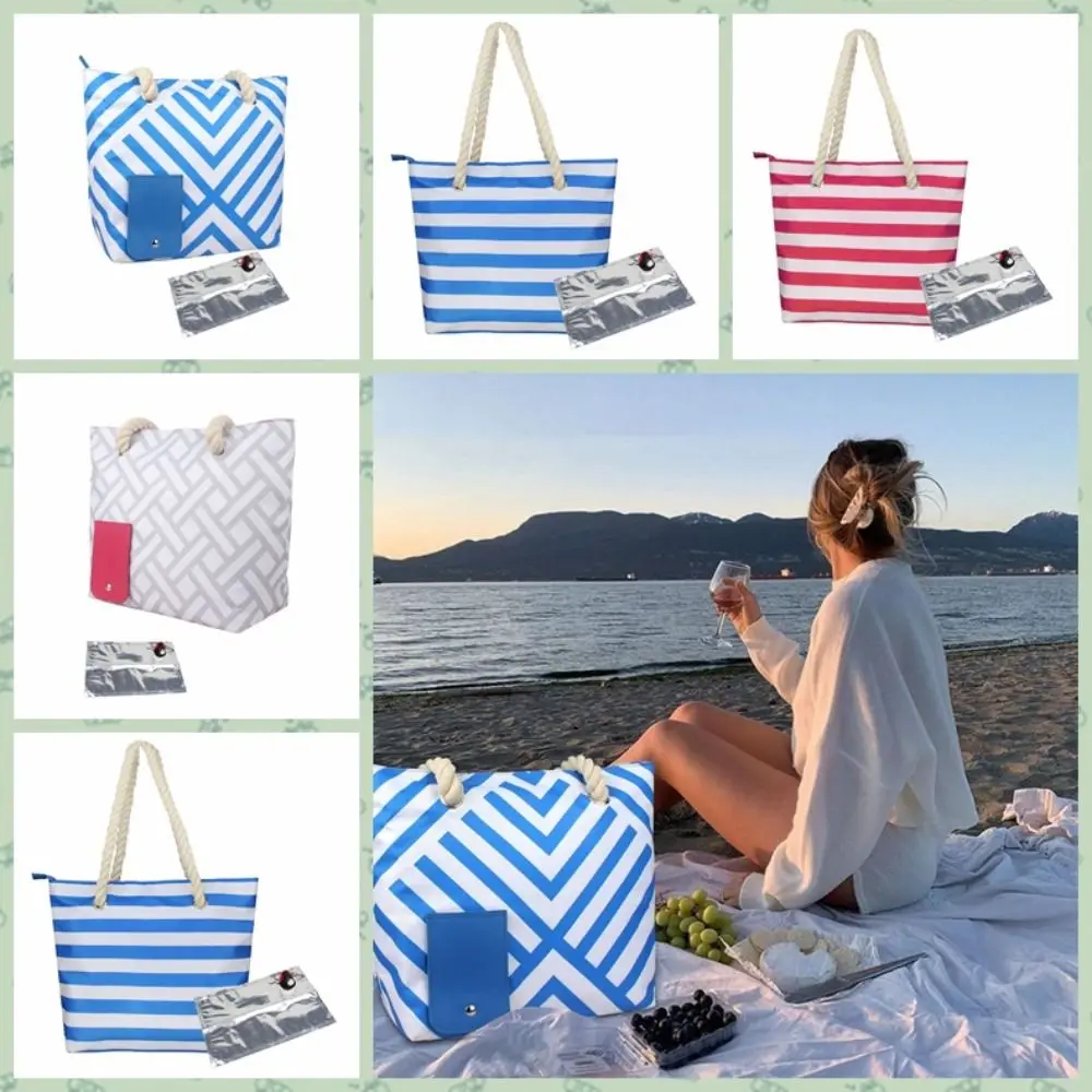 

Canvas Wine Dispenser Tote Bag Aluminum Foil Lining Large Capacity Thermal Insulation Wine Bag Wear-resistant Beach Wine Bag