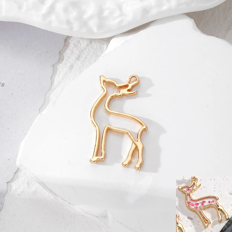 10 قطعة Kawaii الأيائل الطيور الدب الكلب فارغة قلادة صينية الحافة Charms بها بنفسك القرط قلادة اليدوية الحافة قالب صنع المجوهرات