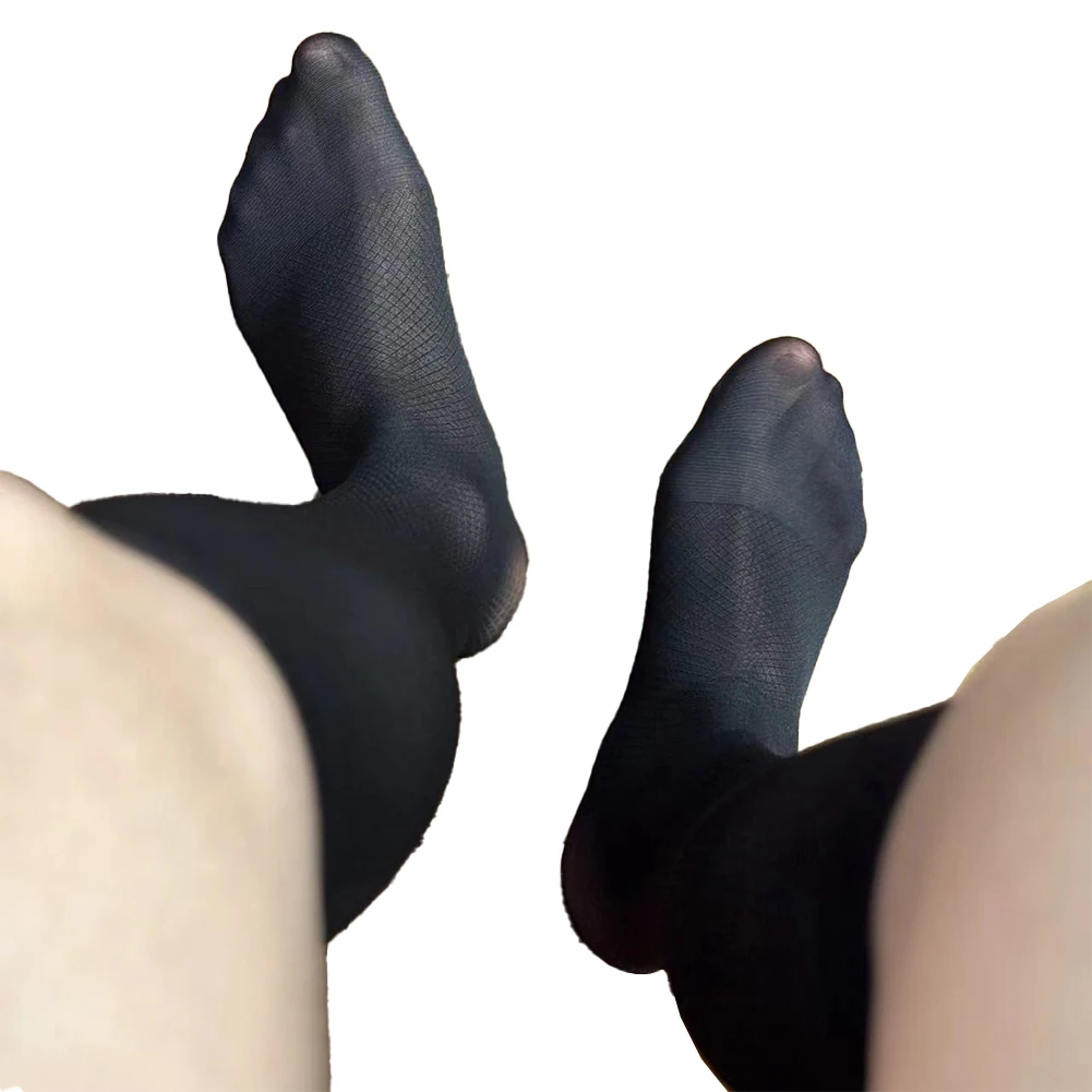 

Business Meeting Men Sexy Stockings Breathable Dress Socks Rhombus Pattern Sheer Stockings Traceless Ultra-thin