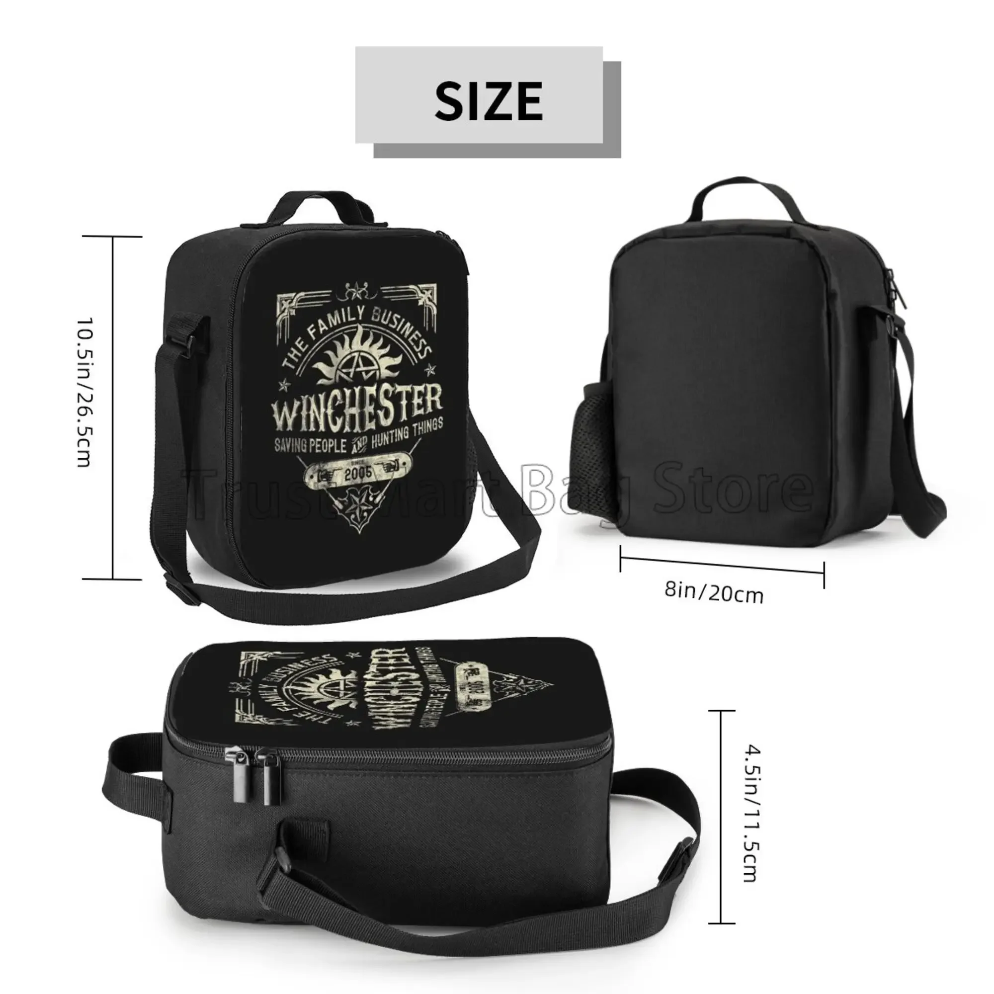 A Very Winchester Business Supernatural Insulated Lunch Bag Reusable Portable Thermal Bento Tote with Adjustable Shoulder Strap