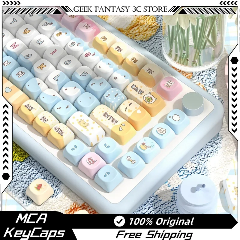 Shore Or Sea Theme Keycaps 145 Keys Mca Profile Pbt Thermal Sublimation Mechanical Keyboard Customized Blue Anime Game Keycaps