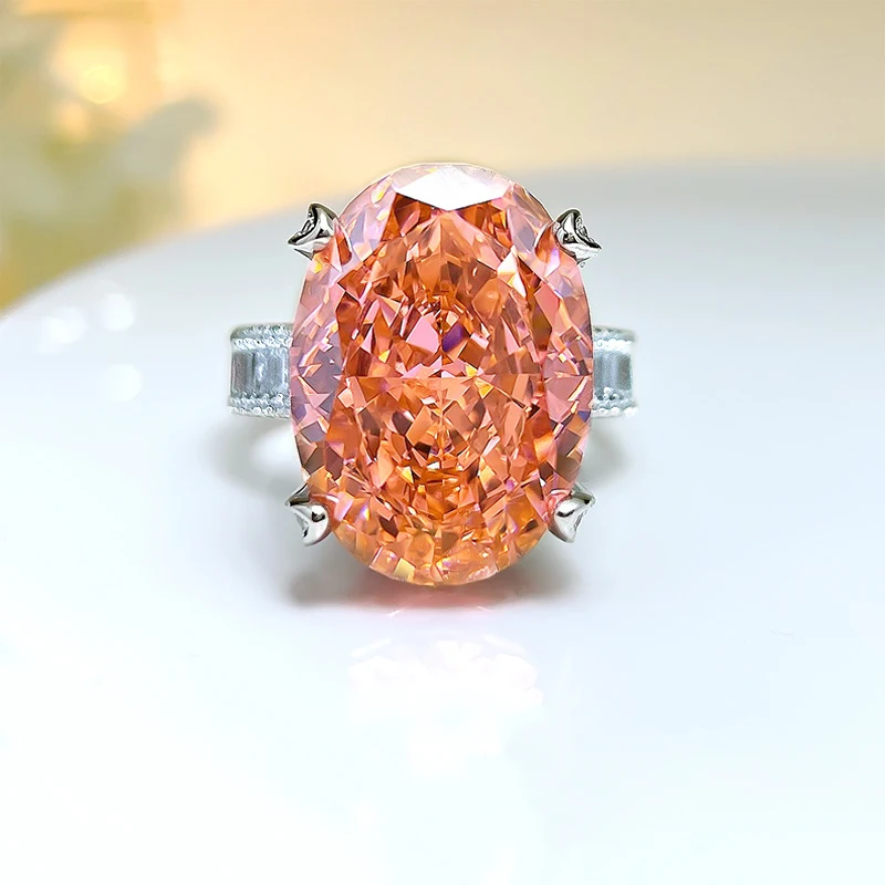 Papala Artificial pink orange ring set in luxurious 925 silver 100% 18K gold 100% 9K gold ring Wedding ring