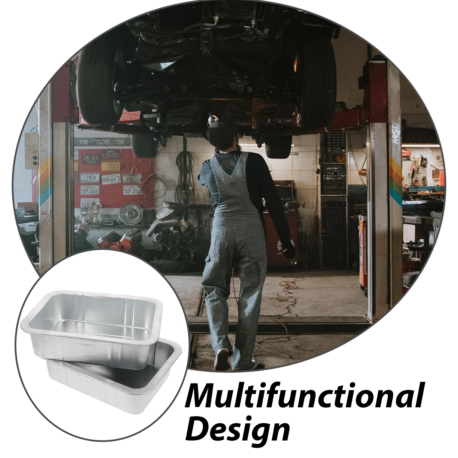 

2pcs Oil Drain Pan Waste Engine Collector Drip Tray Steel Construction Car Motorcycle Vehicle Maintenance Parts Washing