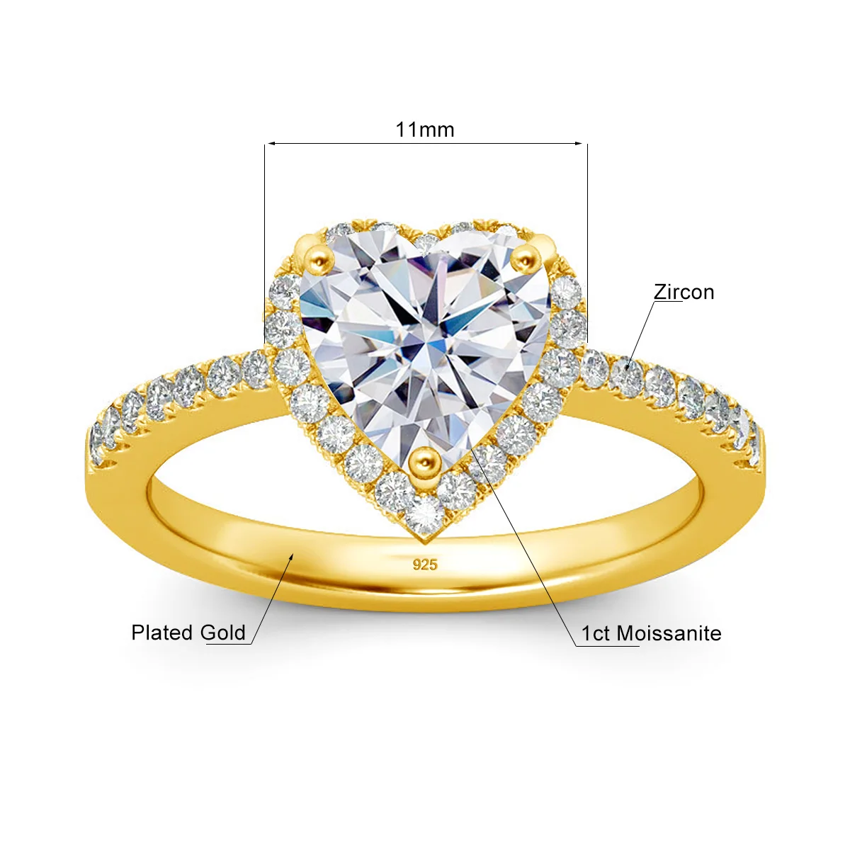 Zertifizierte 2-Karat-Herz-Moissanit-Ringe für Damen, Luxus 925 Silber, süßer Schmuck, besteht den Diamanttest, Geschenk einer berühmten Marke. – Detail 1