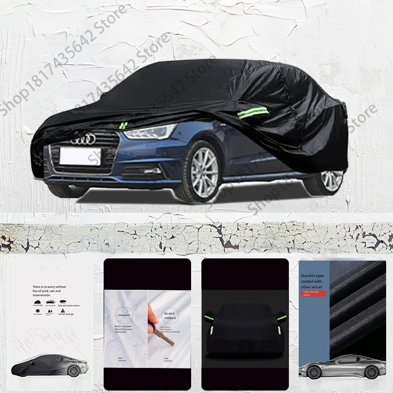 

For fit Audi A1 Outdoor Protection Full Car Covers 210T Snow Cover Sunshade Waterproof Dustproof Exterior Car cover Black