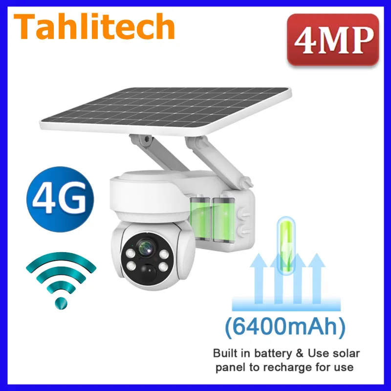 Hot 4MP Wifi 4G Wireless Solar Camera Outdoor 4X Zoom Motion Detection Full Color Night Vision Security IP Cameras PTZ IP