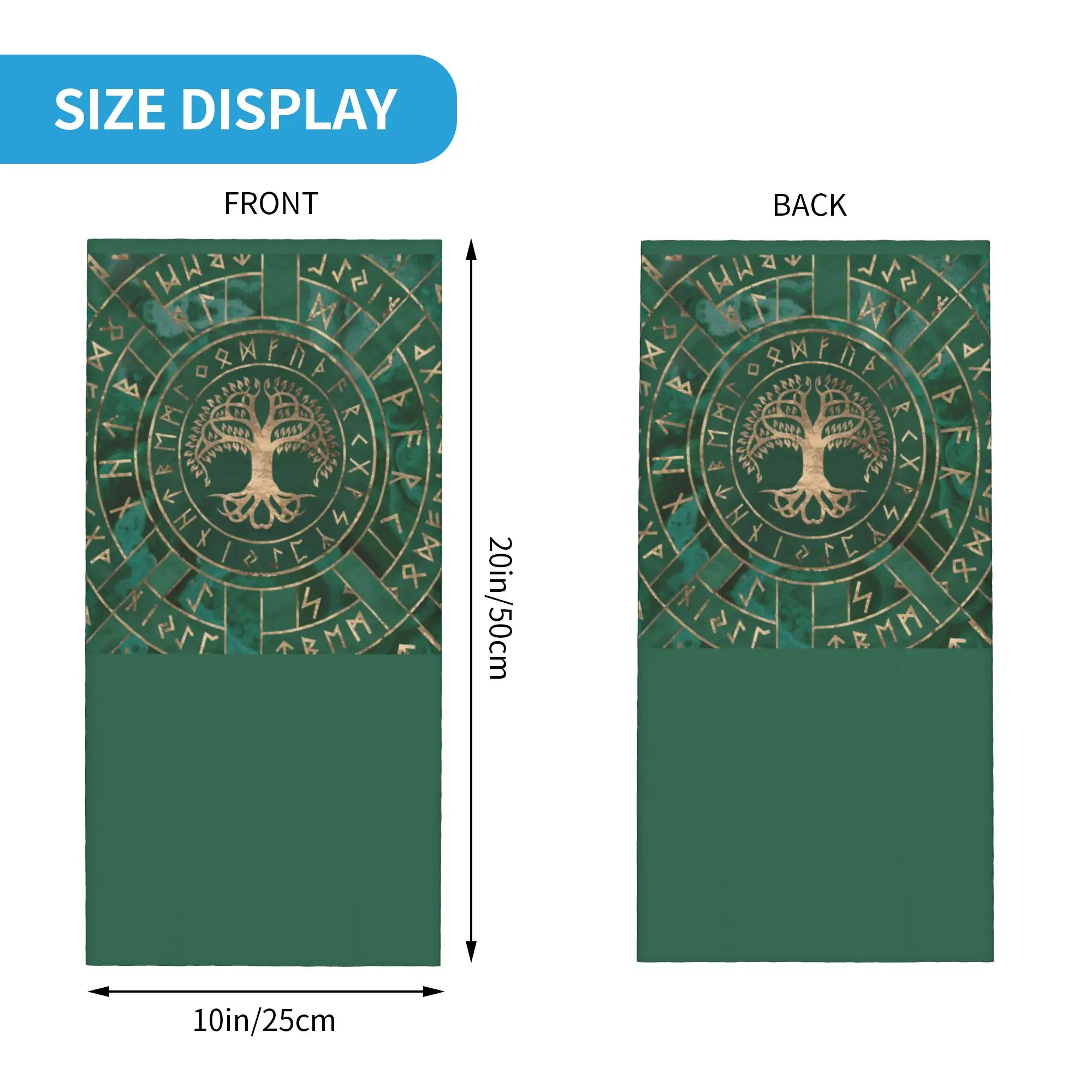 Custom Tree of Life Bandana Neck Gaiter Windproof Face Scarf Cover Men Women Viking Norse Yggdrasil and Futhark Headband Tube