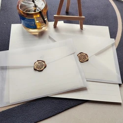 Sobre translúcido en blanco para invitaciones postales, caja de regalo para tarjetas de mensajes, sobres de boda, bolsa de almacenamiento de cartas de negocios, 50 piezas