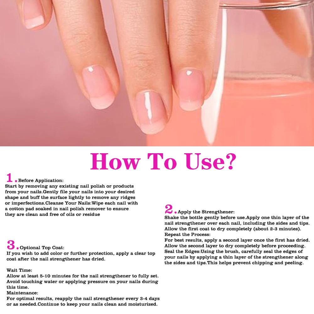 Tinovo Uno ピンク爪強化剤速乾性ネイルアートトリートメント成長明るいオイル通常のマニキュアシーラーマニキュア修理用