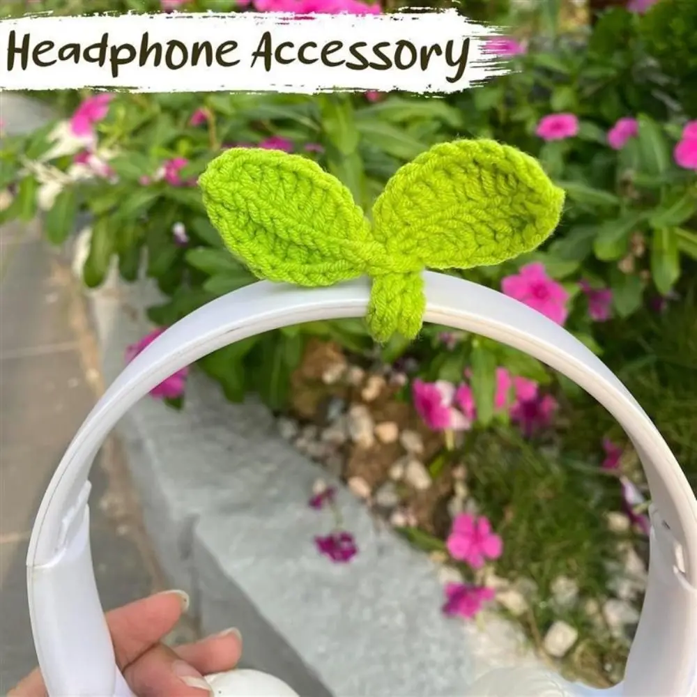 

Cute Decor Crochet Leaf Sprout Headphone Decor Hand-Knitted Leaf Bud Crochet Bookmarks Versatile Cable Tie Multifunctional