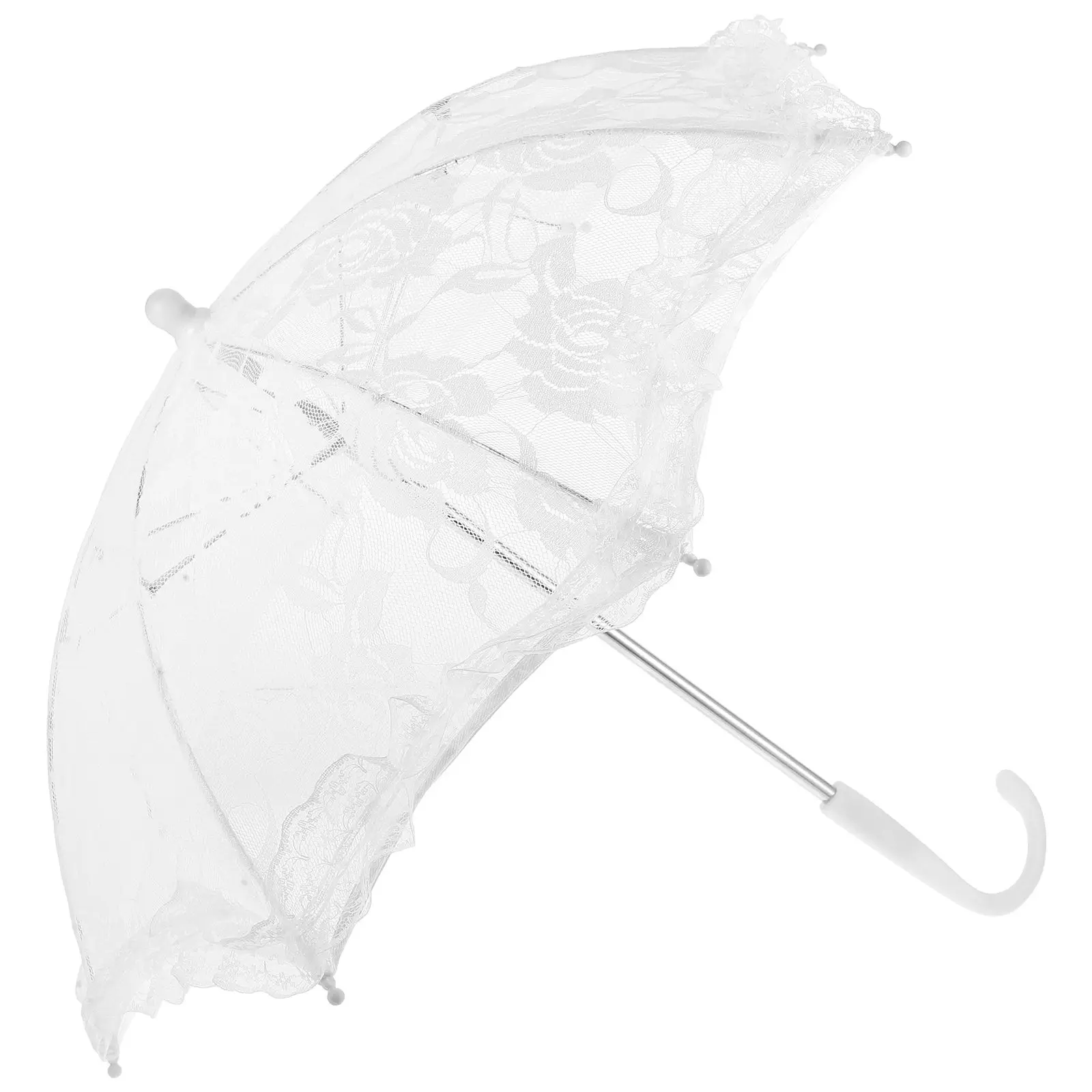 

White Umbrella Props 42x50cm Lightweight Plastic Elegant Wedding Photo Decor Parasol Vintage Girls