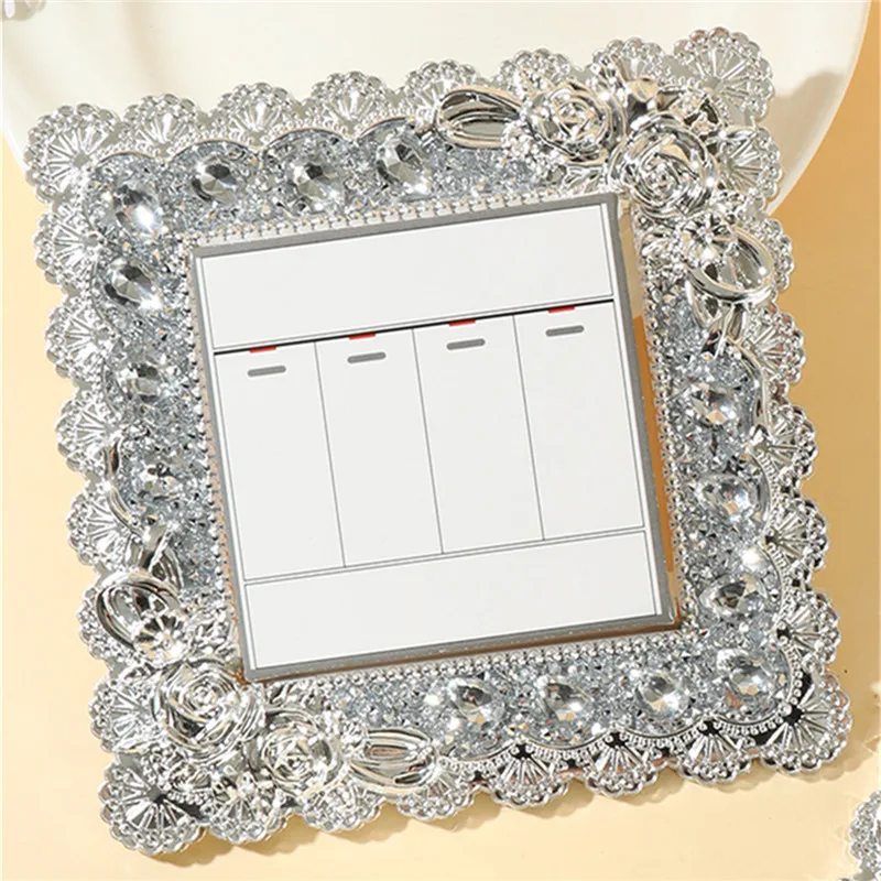 1Pcs silver diamond switch stickers, used for home, bedroom, living room, as well as Halloween and Christmas decoration