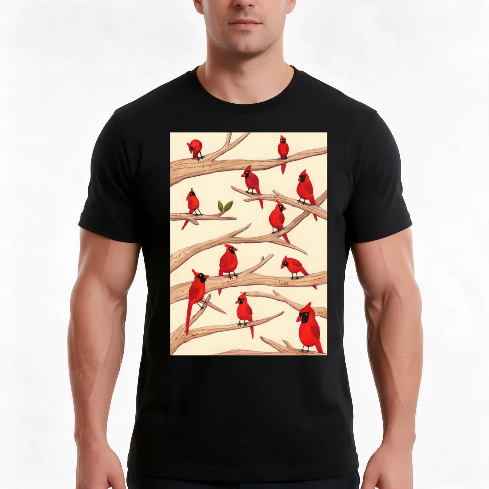 Cardinals T-Shirt, Summer Casual Cotton Tee, Oversized Streetwear Tops, Vintage Graphic Print, Loose Fit Short Sleeve