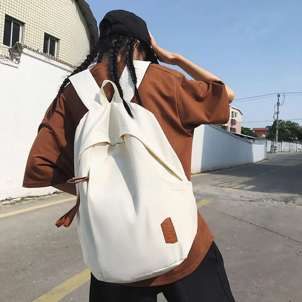 Универсальный холщовый студенческий рюкзак, однотонный дорожный рюкзак большой вместимости, водонепроницаемые школьные сумки для лагеря