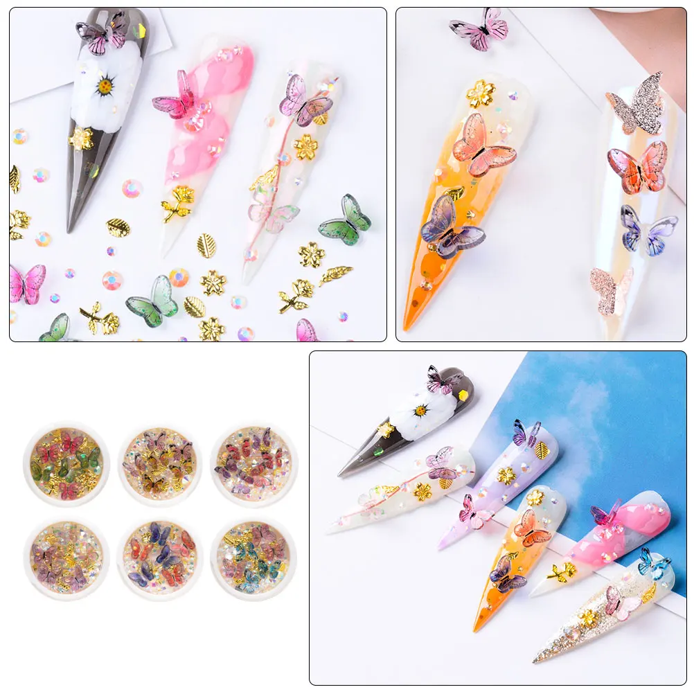 

Nail Sequins Butterflies Manicure Charms 6 Boxes DIY Accessories for Nail Art Glamorous Attractive Decor Manicure Charm