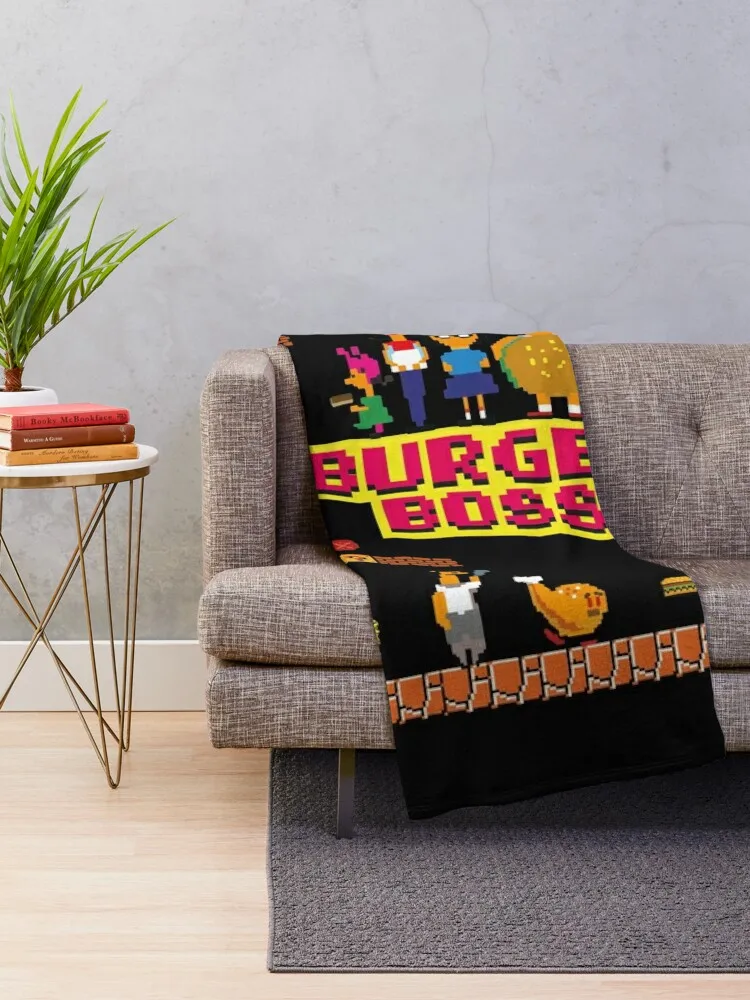 Burger Boss pixel art Throw Blanket Winter beds Plaid Blankets