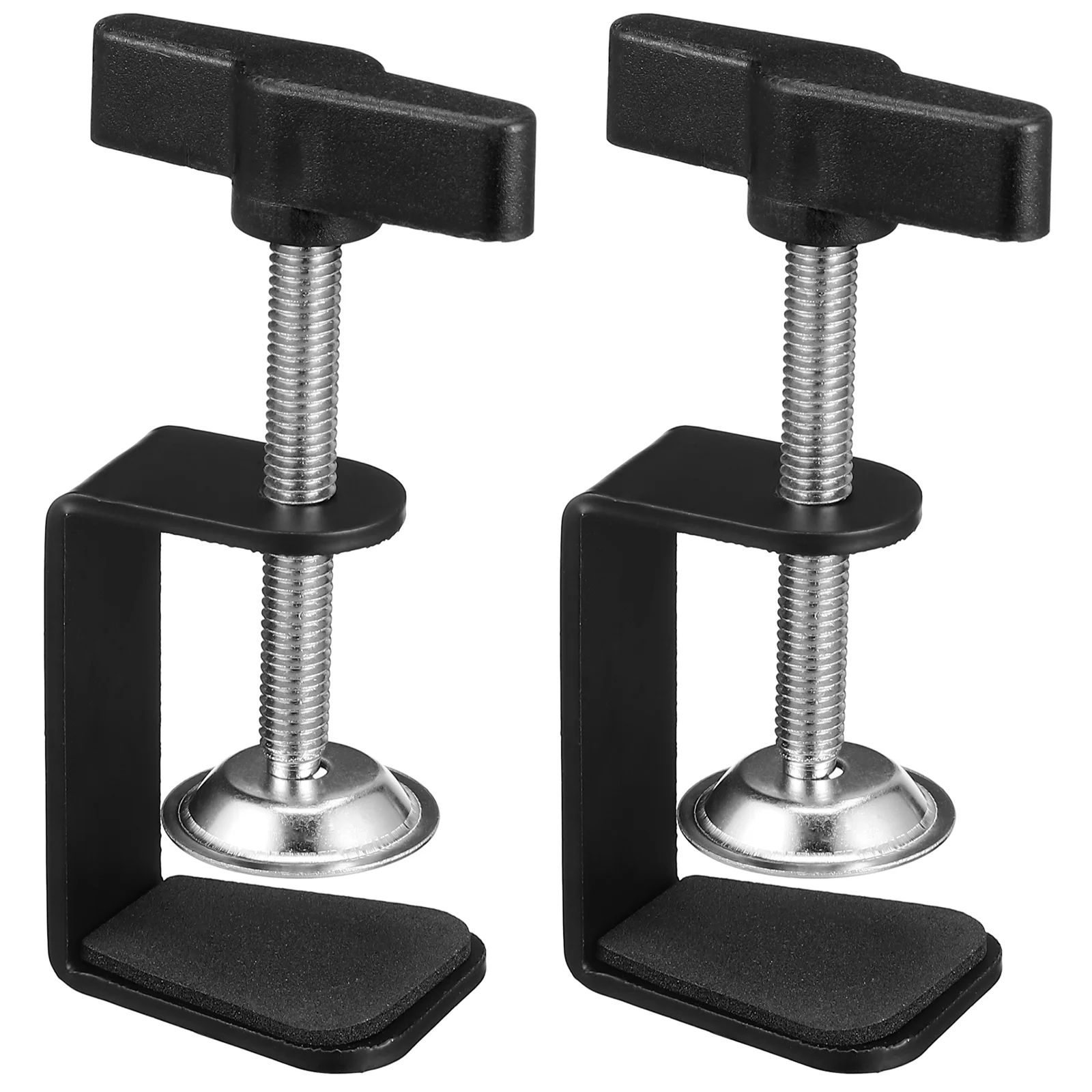 2 Pcs Monitor 360 Degree Desktop Metal Base I-Clamp Cantilever Bracket Office Table Mount Clamps Plastic Black C-shape Clip