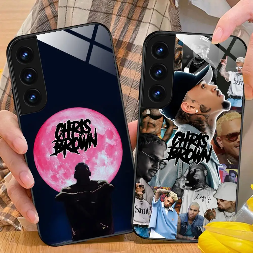 Chris Brown Mobile Phone Case for Samsung Galaxy S25 S24 S23 S22 S21 S20 Note20 Plus FE Ultra Glass Cover Pretty Smartphone