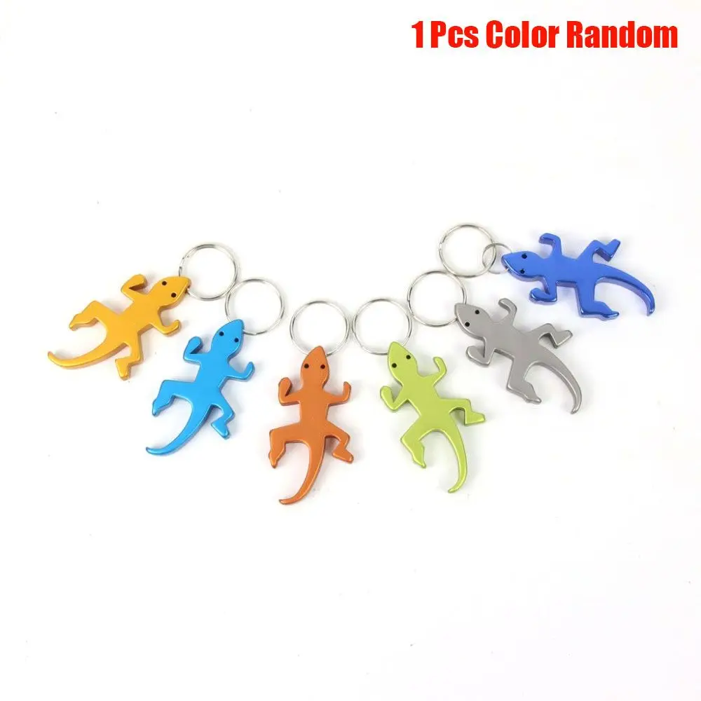 

Novelty Cartoon Aluminum Lizard Shape Beer Keychains Bottle Opener Keys Ring Corkscrew Openers
