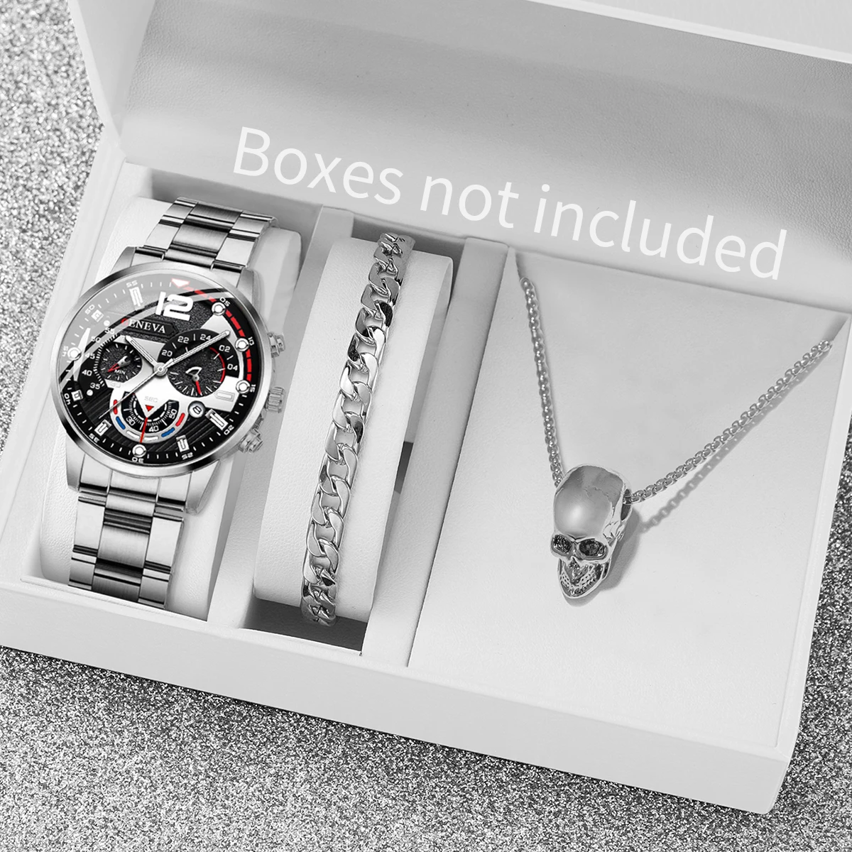 3PCS/Set Luxury Men Business Watches Fashion Male's Calendar Quartz Watch Jewelry Set Reloj Hombre（Without Box）