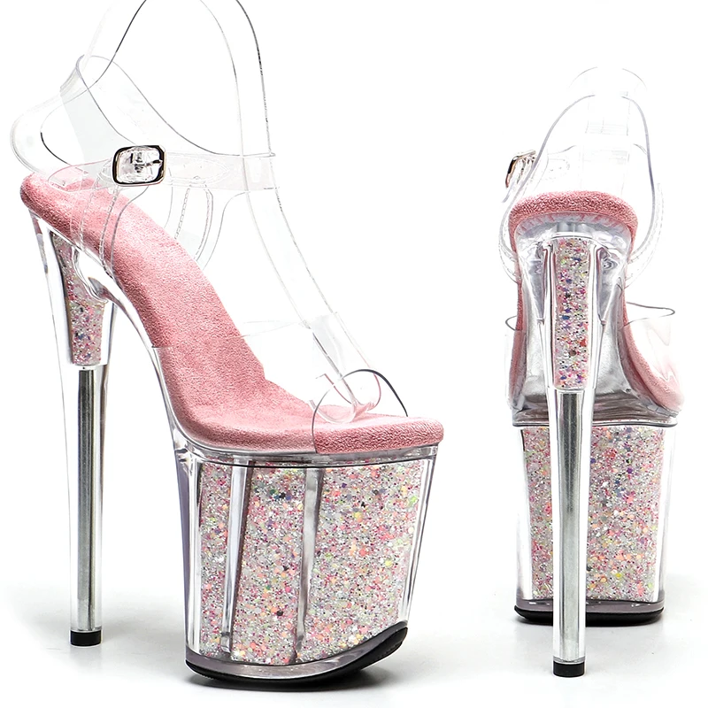 Leecabe  8Inch/20cm Clear PVC  upper   Trend fashion  clear  Platform  High Heel Sandals  stripper heel Pole Dance Shoes