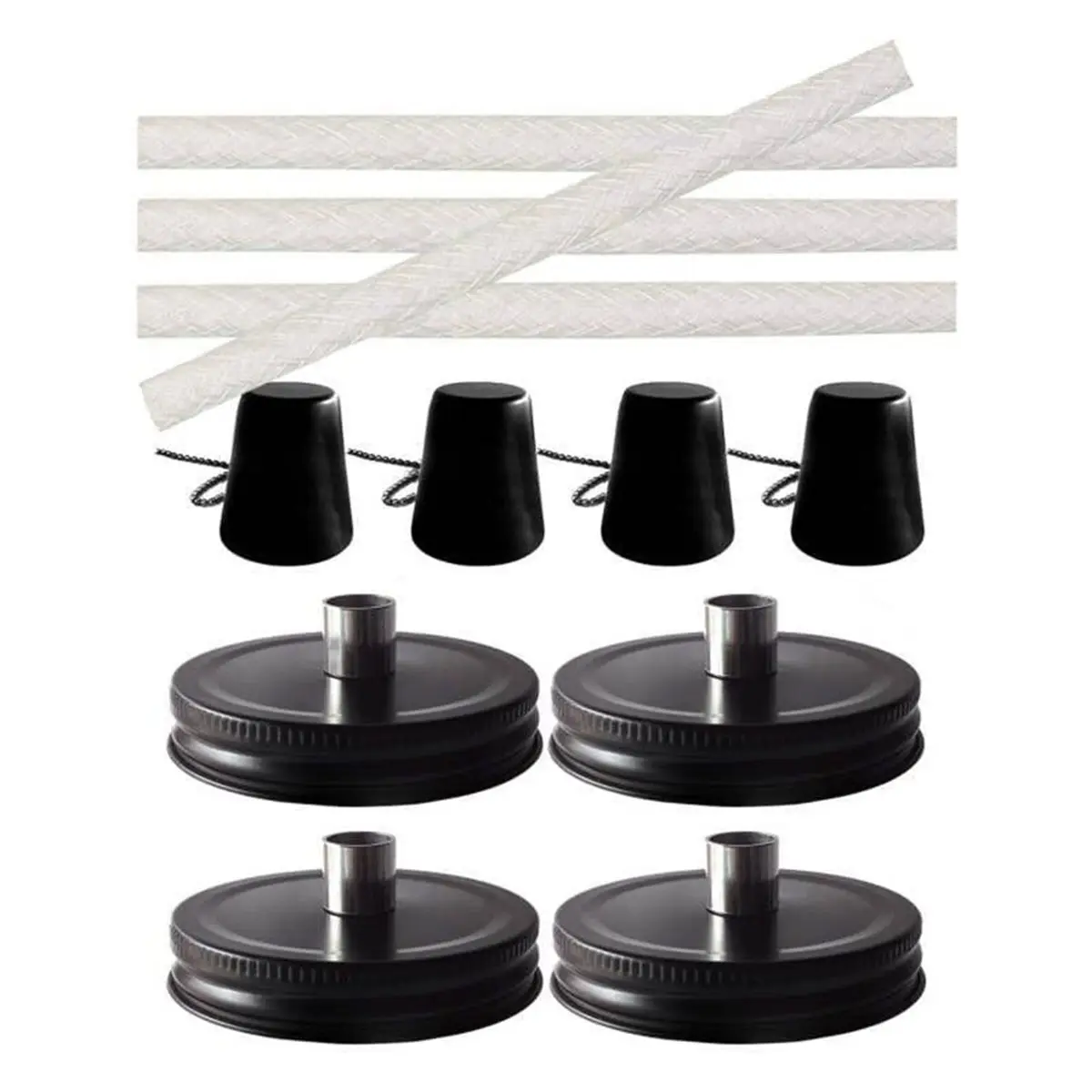 Best sales 2026 4pcs Jar Tabletop Torch Kit with Fiberglass Wicks, Stainless Steel Lids, and Outfire Caps
