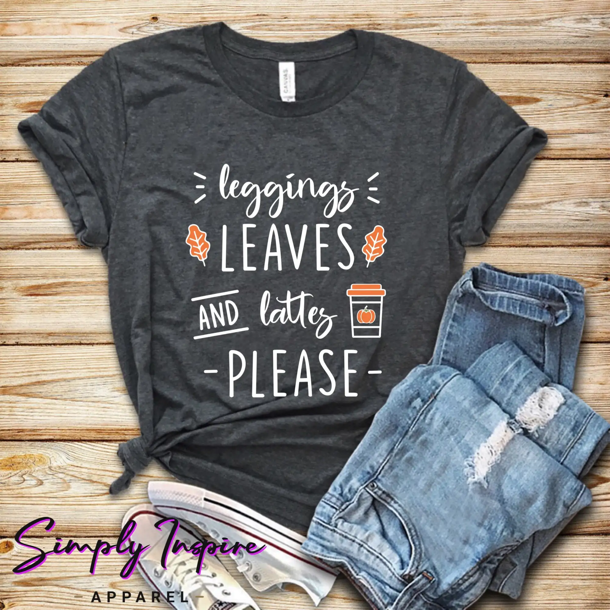 Pumpkin T Shirt Fall Leaves Spice Leggings And Lattes Please Cute Winter Weather