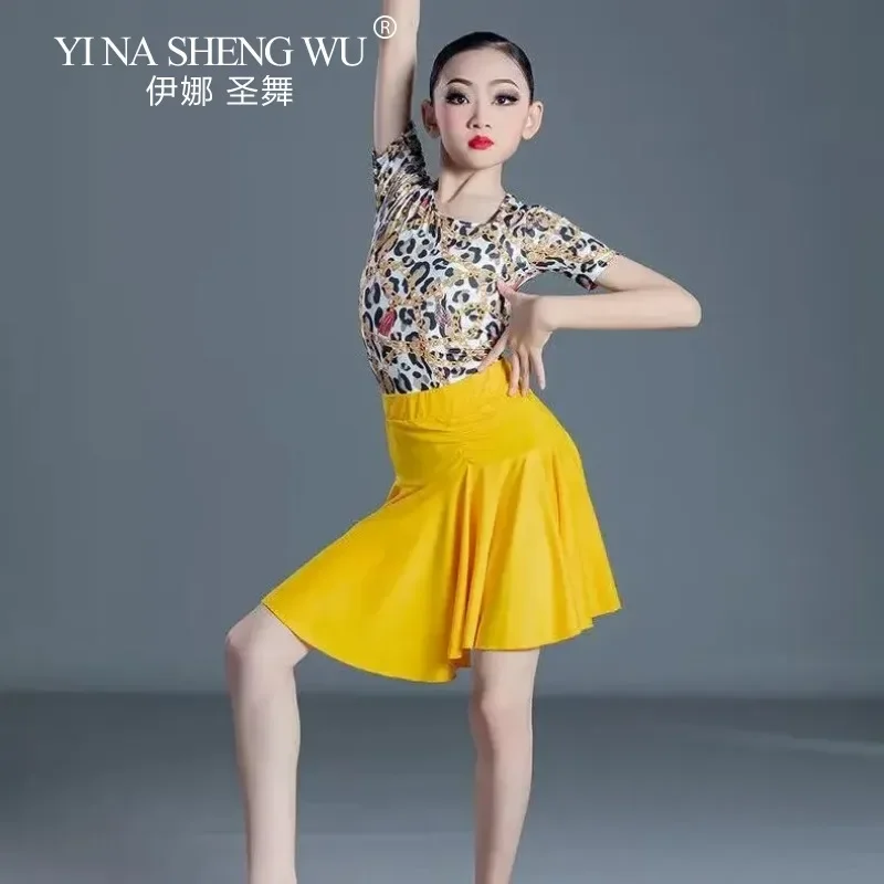 

Детское платье для латинских танцев, тренировочная одежда для девочек, костюм для бальных танцев, самбы, ча-ча, костюм для выступлений, экзаменационный наряд для соревнований, 2 шт.