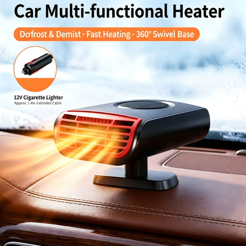 Portable 12V Car Heater Multifunctional Electric Heating Fan Auto Windshield Defroster Demister For Winter Vehicle Warming