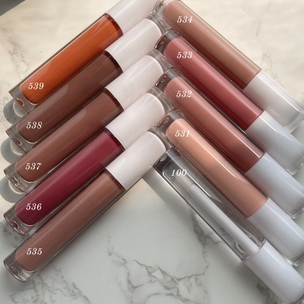 Private Label Nude Shade Lip Gloss Wholesale Pigment Lip Glaze Custom Logo on Lips Makeup Dropshipping Cosmetics