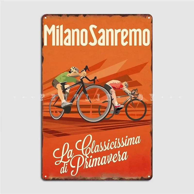 Retro Milan San Remo Cycling Art Poster Metal Plaque Wall Cave Club Bar Decoration Wall Decor Tin Sign Posters