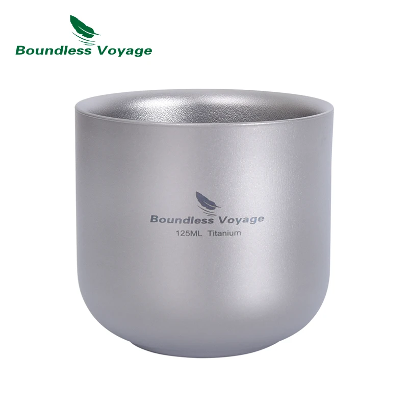 Boundless Voyage 125ml Titanium Beer Tea Cup Double-Layer Anti-scalding Milk Mug Portable Anti-hot Picnic Drinkware Ti3048D